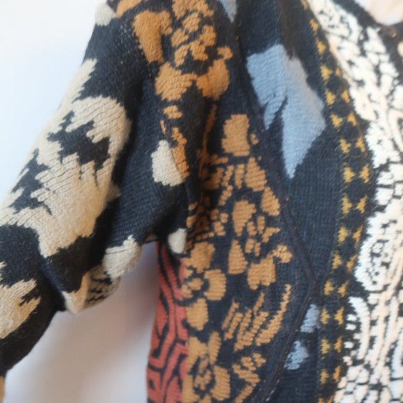 Womens Kitty Hawk By Vivian Wang Black/Multi Print Cardigan Sweater S * - Picture 4 of 6